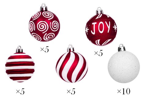 Red and White Christmas Tree - Luxury Christmas Tree Ornaments