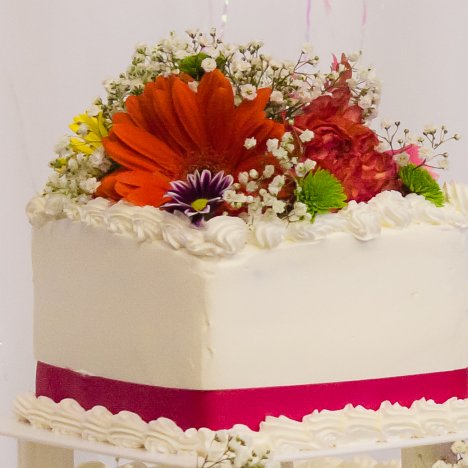 Orange Gerbera, Green Orchid, Pink Anemone & Red Rose Cake Spray – Sarah's  Flowers